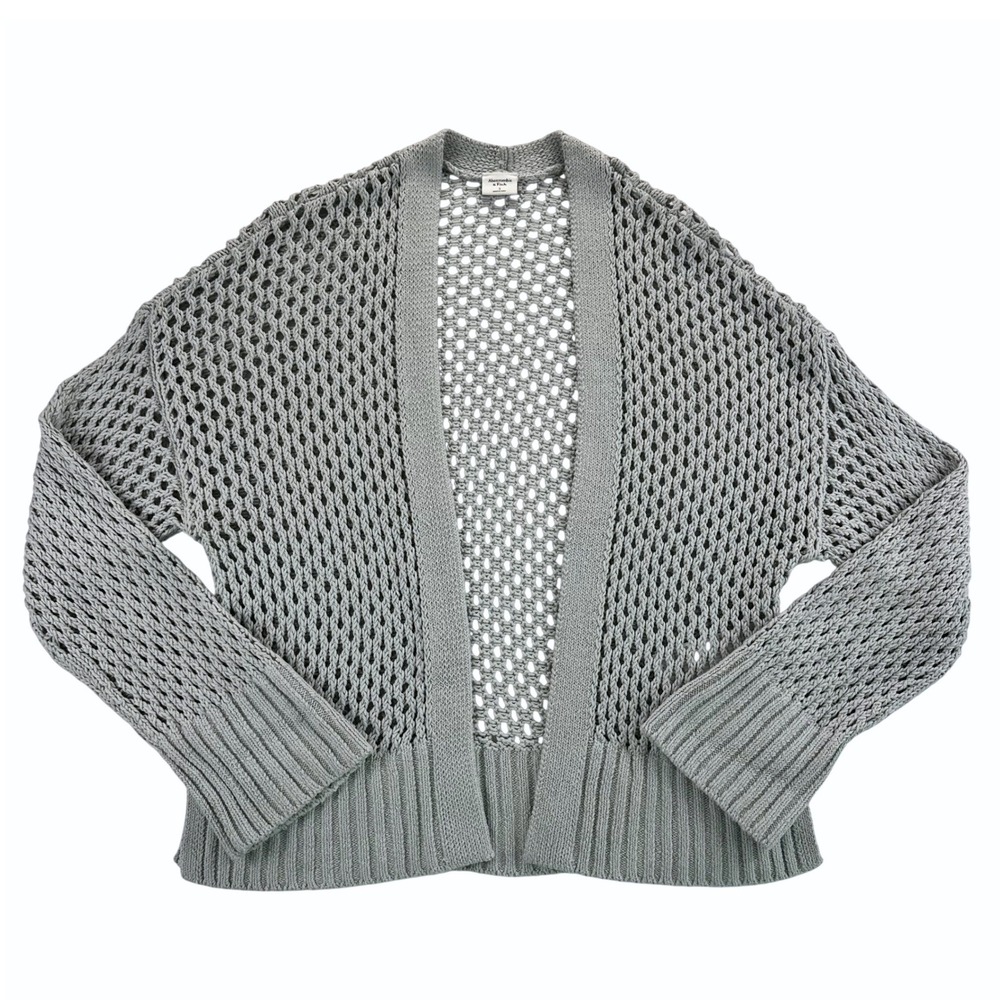 Abercrombie & Fitch Womens Mint Green Cotton Open Knit Crochet Cardigan Small